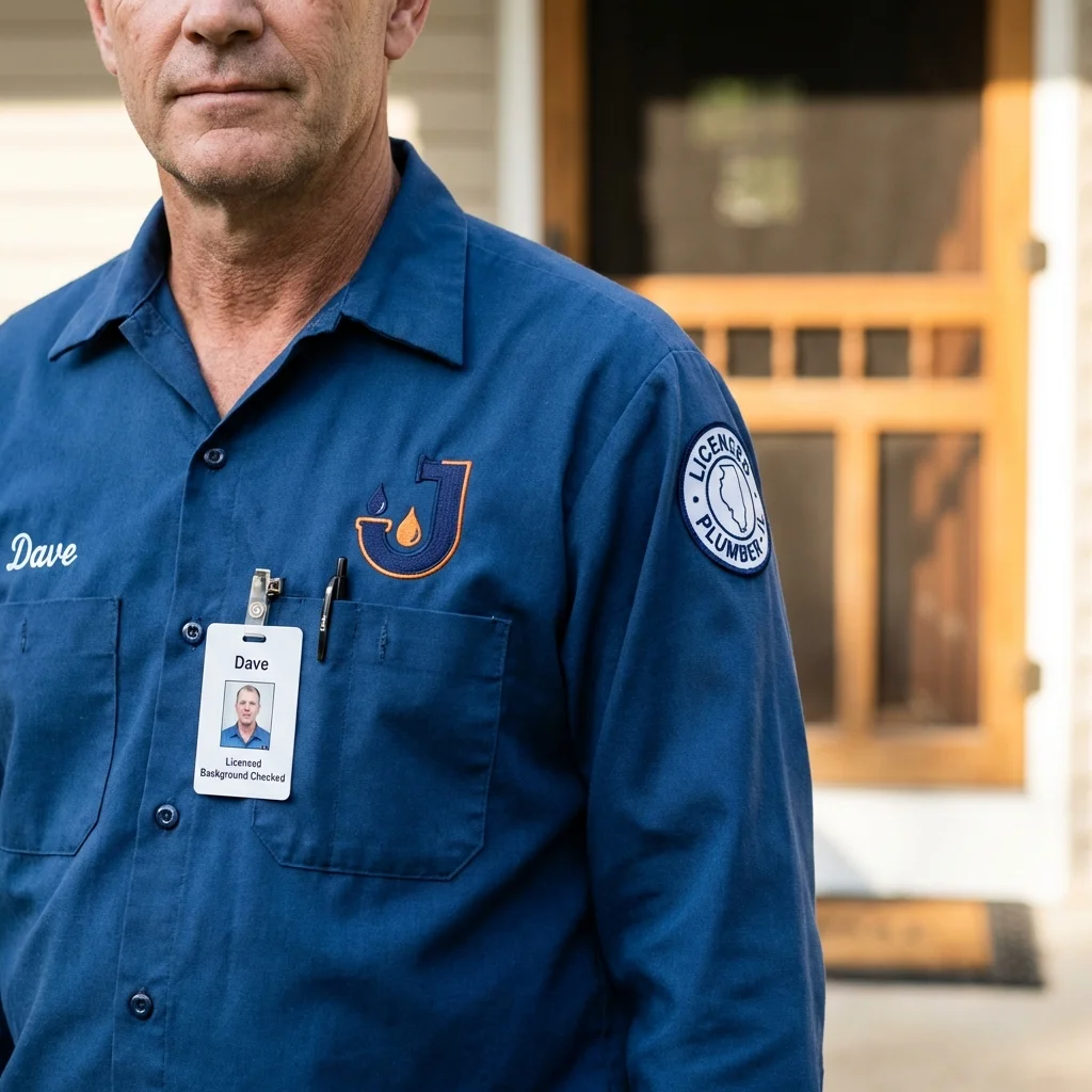 Licensed plumber showing ID badge in Milford, OH