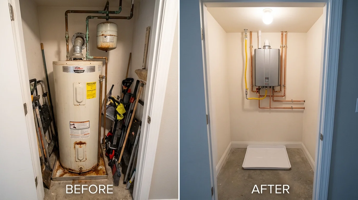 Tank water heater versus wall-mounted tankless unit comparison for Milford, OH homeowners